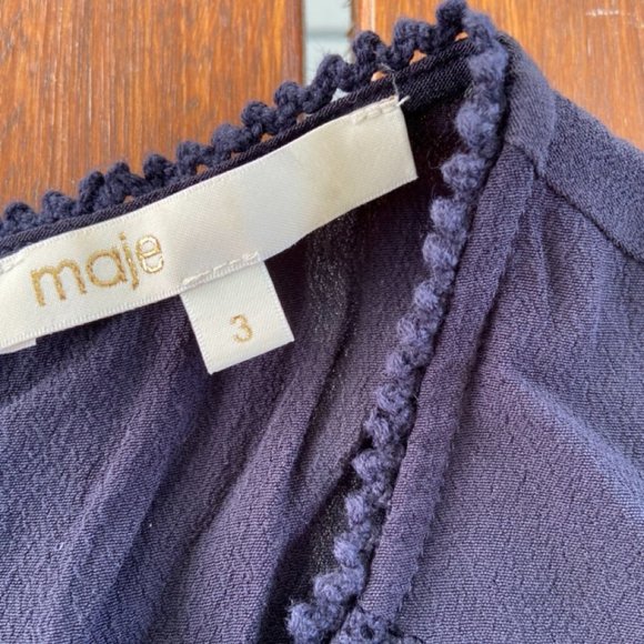 Beautifully braided detail Maje dress in Navy Blue Size 3 (Maje) EUC - Picture 9 of 16
